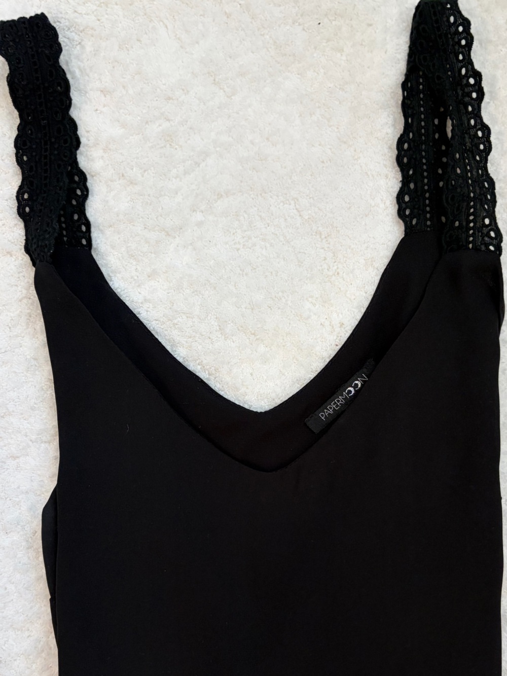 Papermoon Black Lace-Trim Tank Chemise